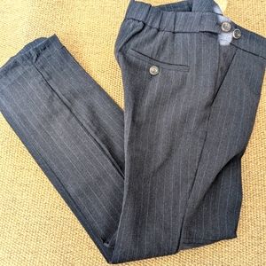Brunello Cucinelli Wool Skinny Trouser Charcoal Pinstripe Size 2